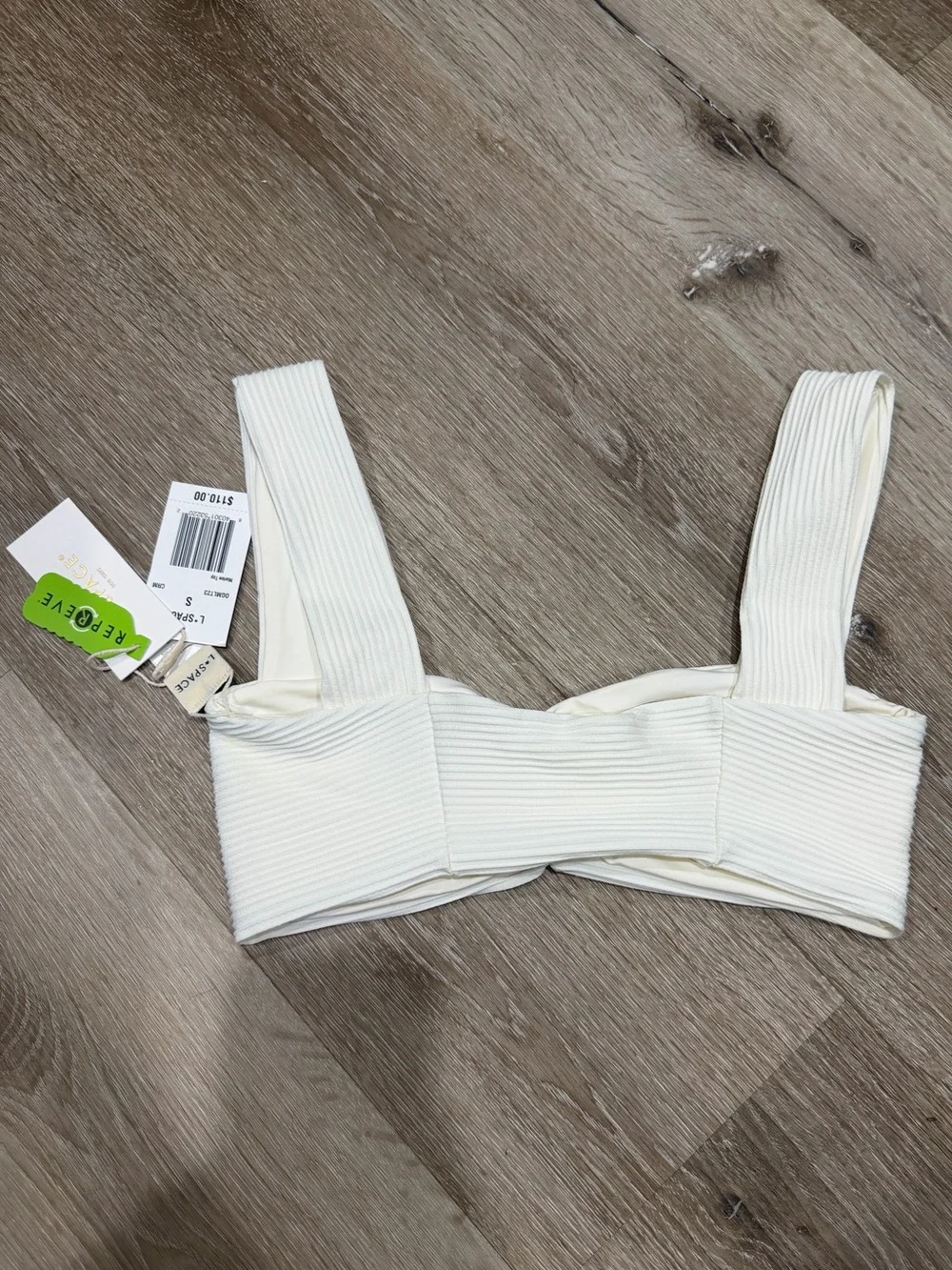 L Space Marlee Bikini Top - Cream Ribbed Swim - small nwt